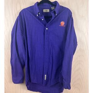 Clemson Tigers VESI Sportswear Button Down Shirt Men’s Large Purple Cotton